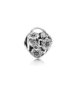 Pandora Floral Heart Padlock Openwork Charm