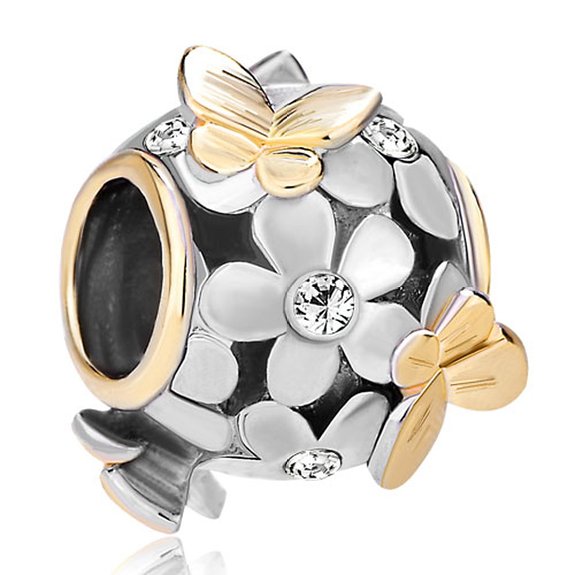 Pandora Flower Clear Birthstone Crystal Charm image