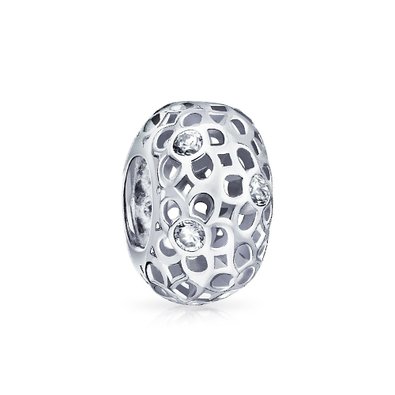 Pandora Flower Clear White April Birthstone Charm