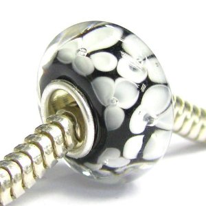 Pandora Flower Glass Black Charm