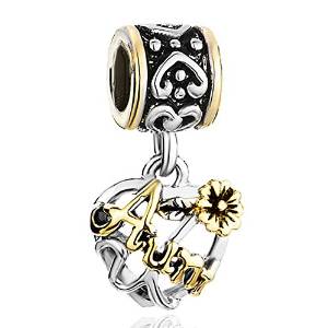 Pandora Flower Heart Dangle Aunt Charm image