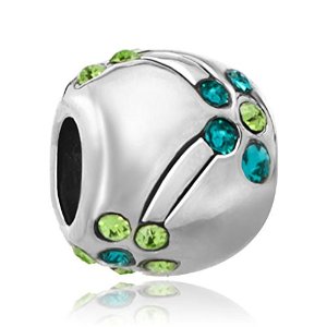 Pandora Flower Peridot Green Crystal Charm image