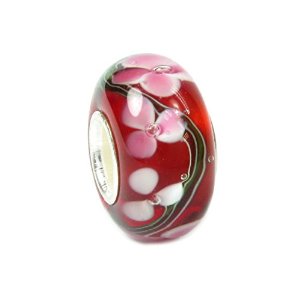 Pandora Flower Red Glass Charm