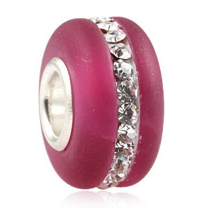 Pandora Frosted Fuchsia Pink Crystal Strip Glass Charm