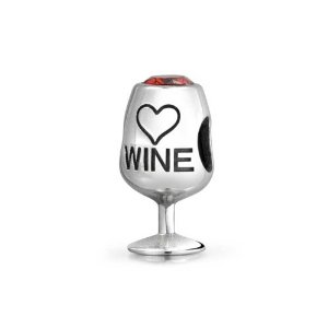 Pandora Garnet CZ Wine Cup Heart Charm