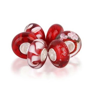 Pandora Garnet Color Murano Glass Bundle Charm