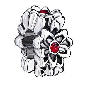 Pandora Garnet Flower Red Crystal Charm image