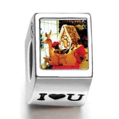 Pandora Gingerbread House Photo Flower Charm