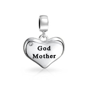 Pandora God Mother Crystal Dangle Heart Charm