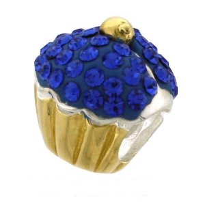 Pandora Gold Blue Cupcake Charm