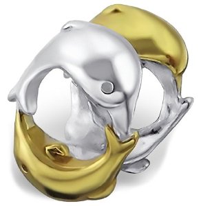 Pandora Gold Plate Double Dolphin Charm