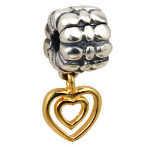 Pandora Gold Plated Heart Dangle Charm image