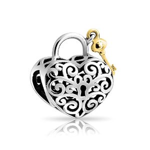 Pandora Gold Plated Key To My Heart Filigree Charm