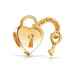Pandora Gold Plated Lock Key Heart Charm image