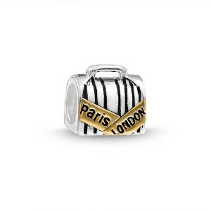 Pandora Gold Plated Paris London Luggage Charm image