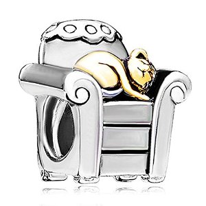 Pandora Golden Sleepy Cat In Sofa Charm