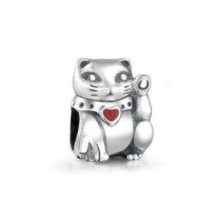 Pandora Good Luck Red Heart Lucky Cat Charm