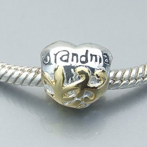 Pandora Grandma Heart Floral Charm