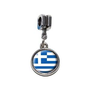 Pandora Greece Flag Cylindrical Photo Charm image