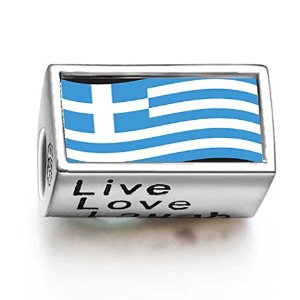 Pandora Greece Flag Words Live Love Laugh Charm image