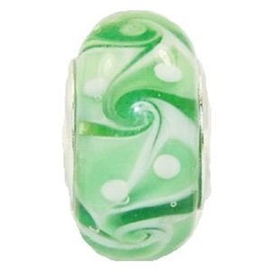 Pandora Green And White Glass Swirl Charm