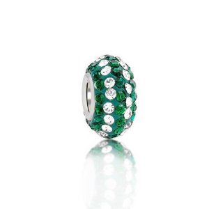Pandora Green And White Stripe Swarovski Crystal Charm