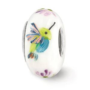 Pandora Green Blue Bird Glass Charm