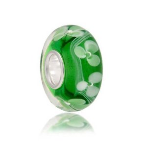 Pandora Green Clover Flower Glass Charm image