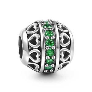 Pandora Green Crystal Double Hearts Charm