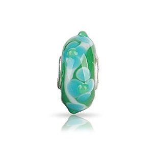Pandora Green Flower Murano Glass Charm image