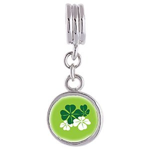 Pandora Green Four Leaf Clovers Photo Dangle Charm