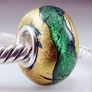 Pandora Green Gold Foil Glass Charm image