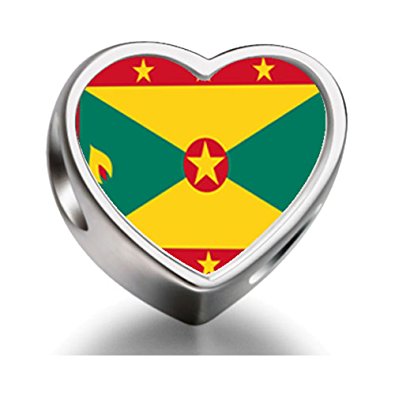 Pandora Grenada Flag Heart Photo Charm