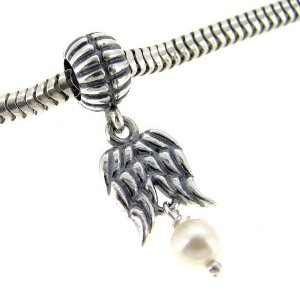 Pandora Guardian Angel Wings White Pearl Charm