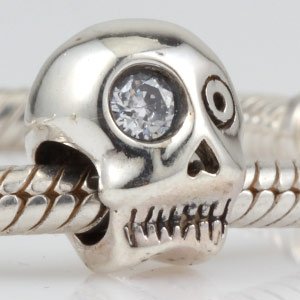 Pandora Halloween Skull With Clear CZ Charm