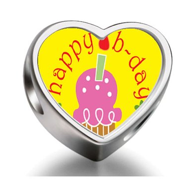Pandora Happy Birthday Cake Cartoon Heart Photo Charm