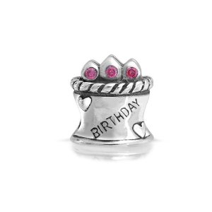 Pandora Happy Birthday Cake Hot Pink CZ Charm image