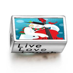 Pandora Happy Snowman Cello Cylindrical Photo Charm