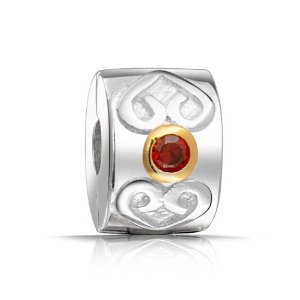 Pandora Heart Clasp Garnet CZ January Charm