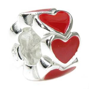 Pandora Heart Red Enamel Silver Charm