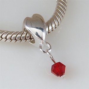 Pandora Heart Red Ruby Swarovski Charm
