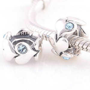 Pandora Heart Row Aquamarine Crystal Charm