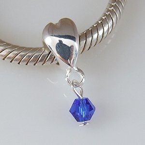 Pandora Heart With Blue Swarovski Crystal Dangle Charm