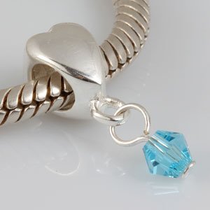 Pandora Heart With Turquoise Swarovski Crystal Charm