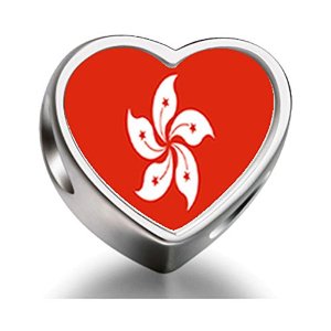 Pandora Hong Kong Flag Heart Photo Charm
