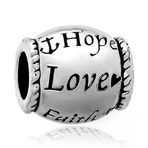 Pandora Hope Love Faith Barrel Charm