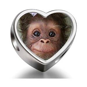 Pandora I LOVE YOU Heart Monkey Charm