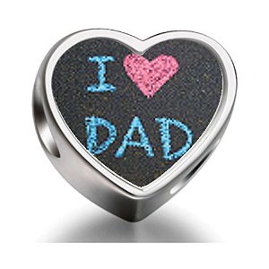 Pandora I Love Dad Heart Photo Charm