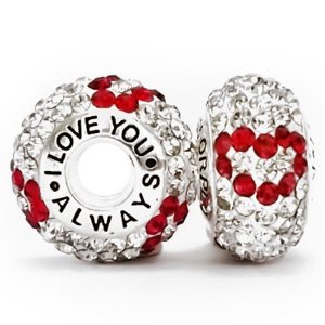 Pandora I Love You Always 3 Red Hearts With White Crystals Charm image