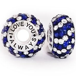 Pandora I Love You Always Blue Sapphire White Swarovski Crystals Sterling Silver Core Charm